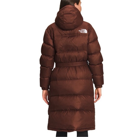 The North Face Nuptse Belted Long Parka Size Large in Dark Oak - Picture 4 of 12